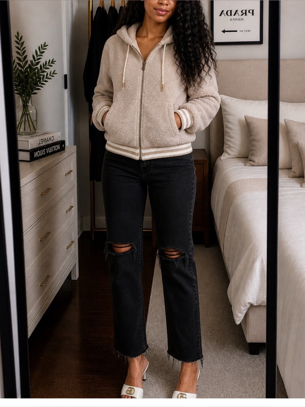 MOTHER The Zip Up Sherpa Hoodie S